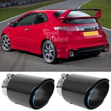 For Honda Civic Type R 2Pcs 2.5" In 3.5" Out Carbon Fiber Exhaust Trim Pipe Tips
