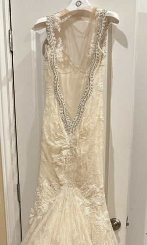 Galia Lahav Blossom Wedding Dress 2 Ivory Blush Lace Tulle Bling Ball Gown - Picture 5 of 11