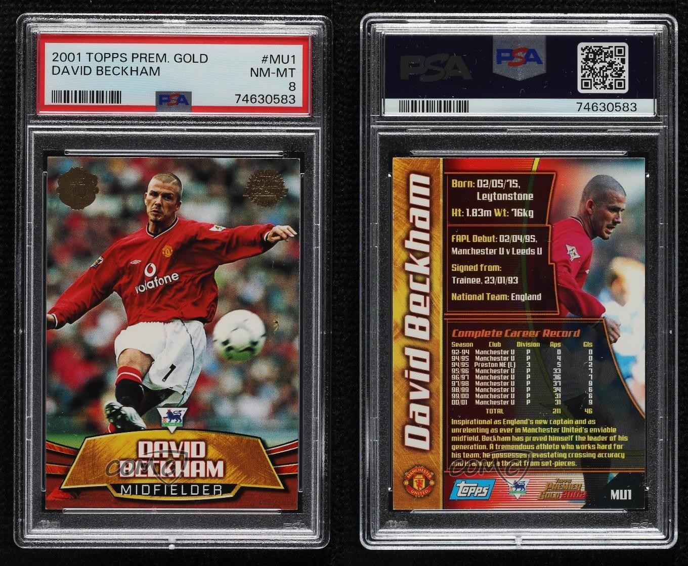 2001-02 Topps Premier Gold 2002 David Beckham #MU1 PSA 8 view 3