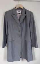 Classic Vintage 80-90s Kasper Long Duster Grey 3 Silver Button Blazer 10P Career