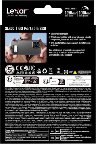 Lexar Professional Go Portable SSD 1TB, Ultra-Compact, Supports Apple ProRes, Up - 第 8/9 張圖片