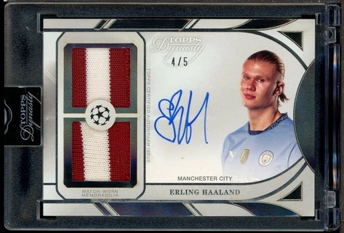 2024-25 Topps Dynasty UCL Soccer Black Erling Haaland Dual GU Patch AUTO 4/5
