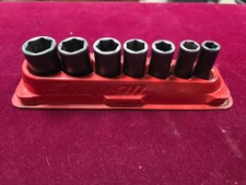 7 Piece 3/8" Drive 6-Point SAE Flank Drive Semi-Deep Impact Sockets w/ Mag Tray