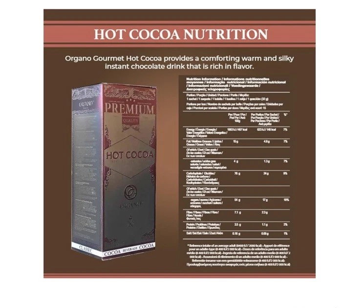 ORGANO Premium Cacao Caliente (Chocolate Caliente 15 Sobres) Foto 2 de 4