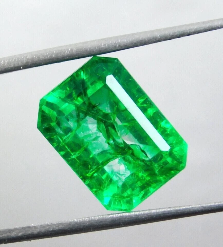 GIE Certified Natural Colombian Green Emerald 11.5 Ct Emerald Cut Loose ...