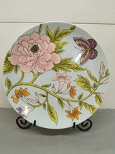 Vintage The Haldon Group Blue Bird 8" Plate Transferware Butterfly Flowers Japan