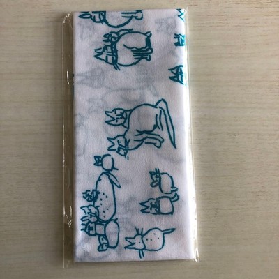 Japanese Tenugui Towels Genichiro Ikuma Cat Illustration Row Cotton White Blue