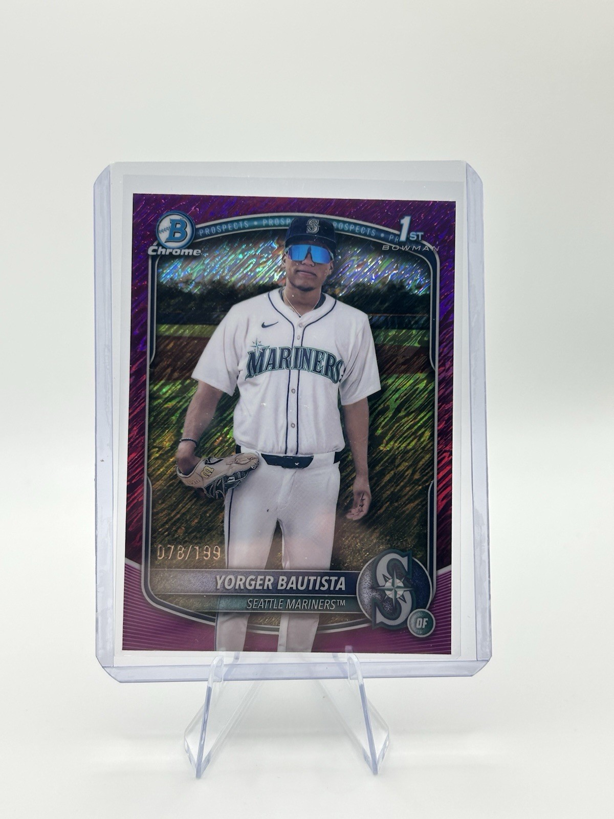 2025 Bowman Chrome Yorger Bautista Bowman 1st - Fushia Shimmer /199 Mariners