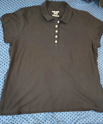 Old Navy Women's XXL Black Solid Short Sleeve Collared Polo Shirt
