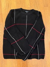 Minnie Rose Cotton Cashmere Sweater Size Small Textured Knit Stripe Detail