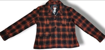 OSHKOSH B'GOSH Jacket Coat Womens L Large Wool Blend Plaid Button Up Vintage NEW