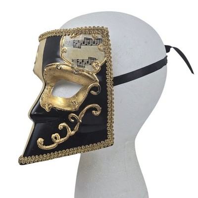 Venetian Casanova Bauta Mask Adult OS Black Cream Carnival Masquerade Costume