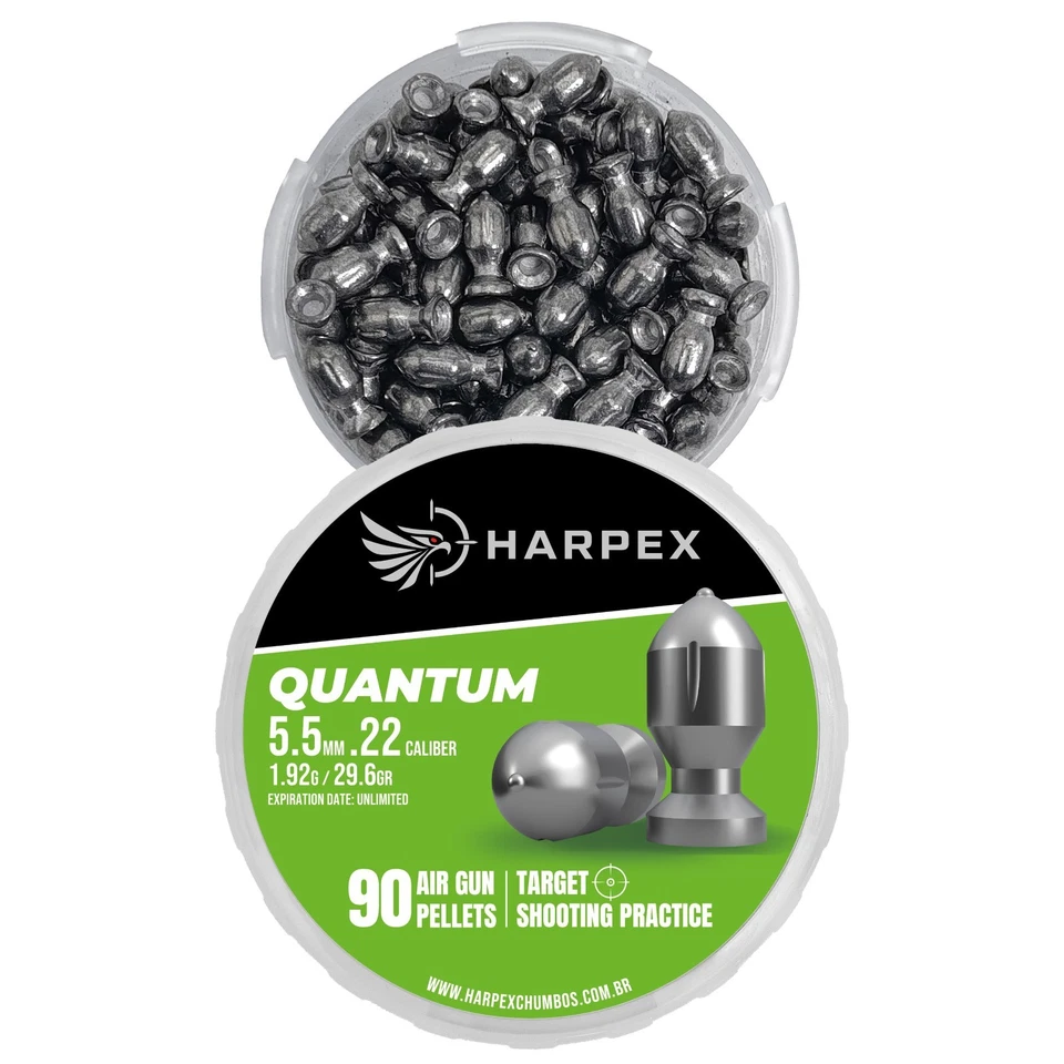 Pelotas de pistola de ar Harpex Quantum calibre .22 (5,5 mm) chumbo de precisão de impacto pesado 29,6 gr - Imagem 2 de 4
