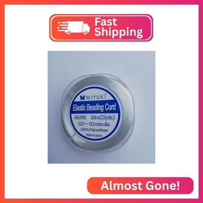 1 pc Elastic Beading Cords 20 m x 0.3-0.5 mm, White, Miyuki, Polyurethane, Japan