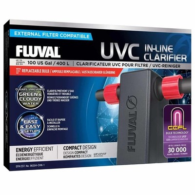 Fluval In Line UVC Clarifier Aquarium Filter A203 Black Filters
