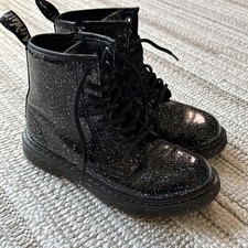 Girl s Doc Martens Youth Glitter Lace Up Boots 1460 J Black Cosmic Glitter US 4