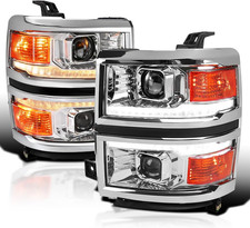 Chrome W/Silver Trim Projector Headlights W/Sequential Switchback LED Strip and