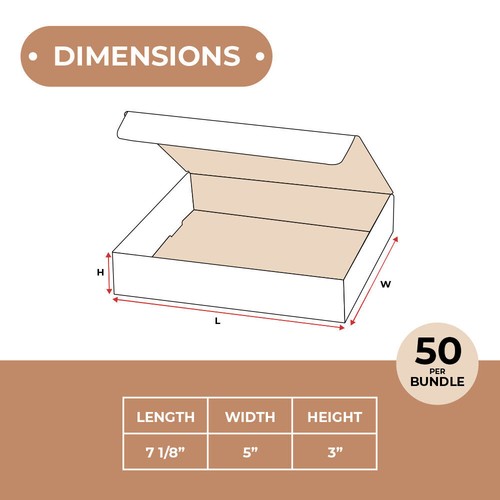 50 - 7 1/8 x 5 x 3 White Corrugated Shipping Mailer Packing Box Boxes - Picture 3 of 6