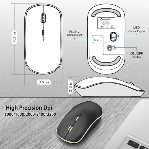Silent Wireless Mouse, Portable USB Mouse with 5 Adjustable DPI Levels - Picture 8 of 8