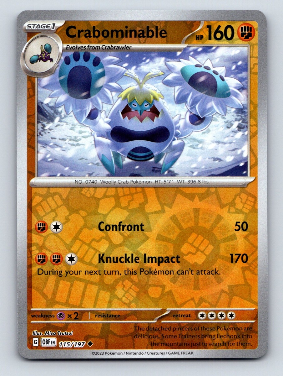 Stage 1 Crabominable HP 160 Knuckle Impact Attack Rarity Orange | eBay