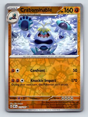 Stage 1 Crabominable HP 160 Knuckle Impact Attack Rarity Orange | eBay