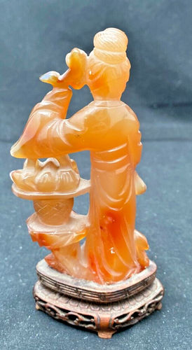 HERMOSO SOPORTE DE MADERA SHOUSHAN QUAN YIN GUAN YIN DIVINIDAD CHINO TALLADO DE COLECCIÓN c1930 - Imagen 3 de 6
