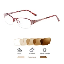 Wonmen Half Rim Transition Photochromic Reading Glasses UV400 Sunglasses Readers