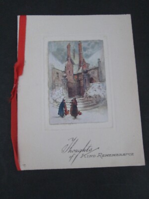 ''Thoughts of Kind Remembrance'' Vintage 1930er Jahre Weihnachtsgrußkarte C49