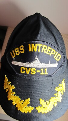 USS INTREPID CVS-11 HAT CAP NAVY SHIP ESSEX CLASS AIRCRAFT CARRIER Black snapbk