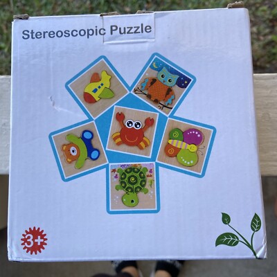 Stereoscopic 6 Jigsaw Puzzle Age 3+  Preschool Wood Pieces Colorful Animals