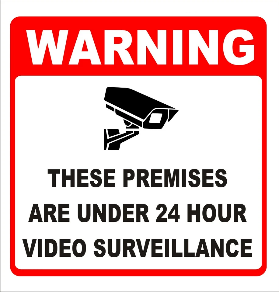 ADOREPRINT 4 x CCTV Camera 24 Hour Warning Self Adhesive Backed Stickers Signs