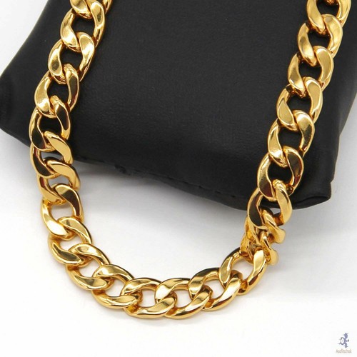 Cadenas de Titanio Cadena Cubana Oro 14K Eslabón Cubano Regalos Para Hombres - Imagen 6 de 7
