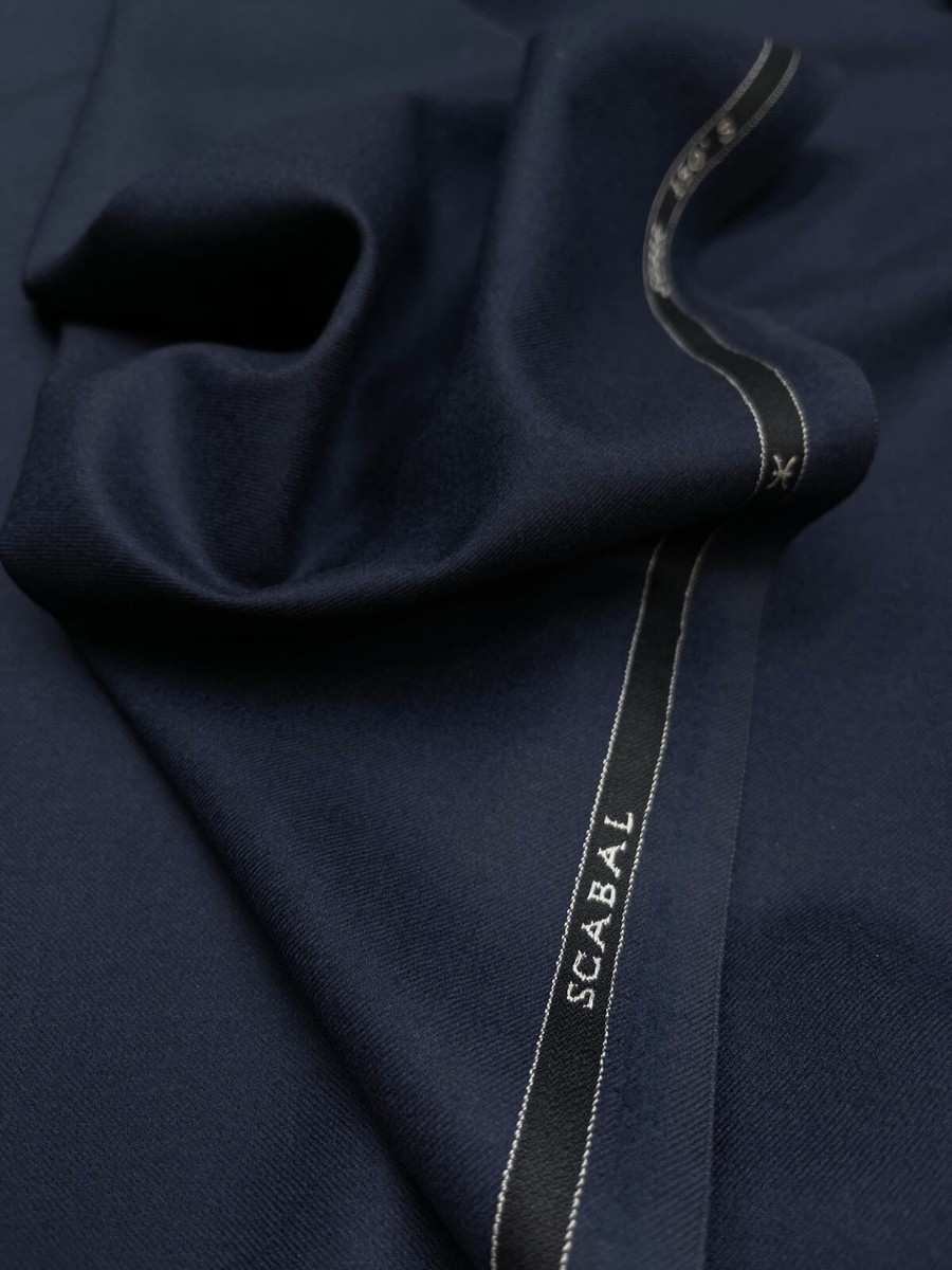 NAVY Blue Suiting Fabric Super 150s Wool SCABAL Luxury NAVY Blue Suiting Fabric Super 150s Wool SCABAL Luxury