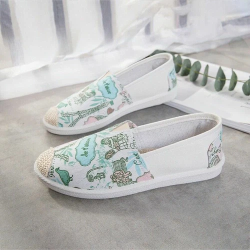Zapatos de salón informales deslizantes de lona sin cordones estilo hilo dental para mujeres y damas - Imagen 16 de 18