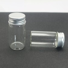 4 Empty Small Glass Storage Bottles Vials with Screw Cap 12ml 22X60mm Mini Jars