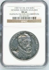 1909 NY HK-370 SO-CALLED DOLLAR HENDRICK HUDSON DAALDER HUDSON-FULTON NGC MS 64