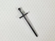 Miniature 2 Handed Long Sword Metal Pewter Finish Medieval 1:12 Scale 8.5 cm