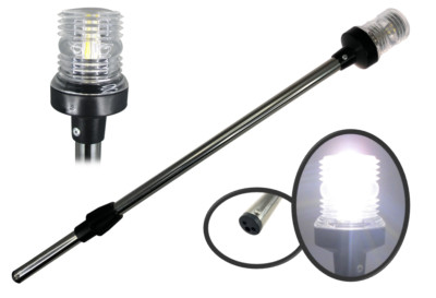 Pactrade Marine Boat LED All Round Anchor Plug-in Light SS Pole 24'' w/Collar 12V