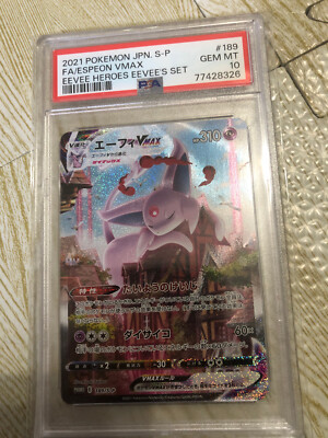 PSA 10 GEM Japanese Espeon Vmax 189/S-P Alt Art Promo Eevee Heroes