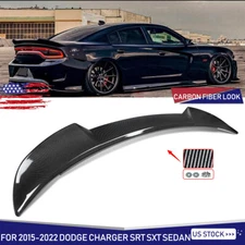 For 2015-22 Dodge Charger V2 Style Rear Trunk Spoiler Wing Lip Carbon Fiber ABS