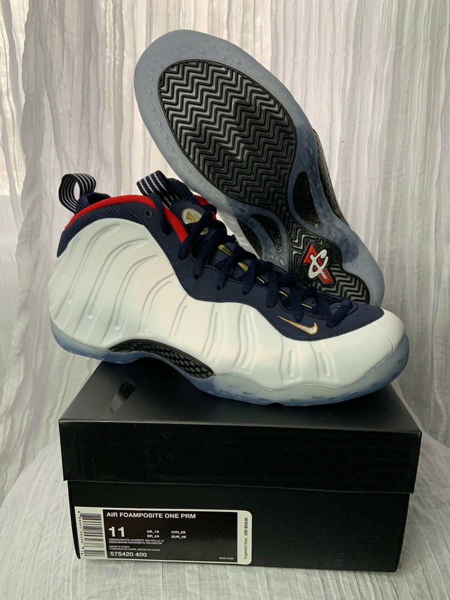 NEW Nike Air Foamposite One PREMIUM (Olympic) White/Blue NEW Nike Air Foamposite One PREMIUM (Olympic) White/Blue