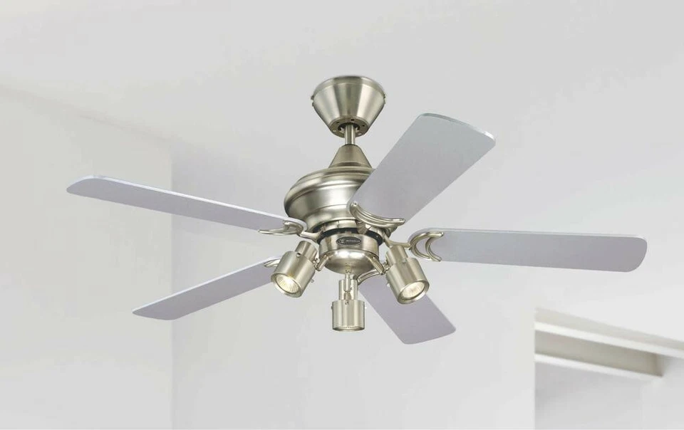 Westinghouse Ventilatore Lampada Piccolo Kingston Alluminio 105 CM Con Tirante - Immagine 4 di 4