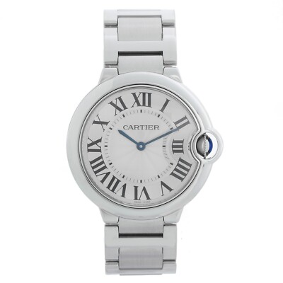 Cartier Ballon Bleu W69011Z4 3005  Midsize Stainless Steel Watch W/Cartier Pouch