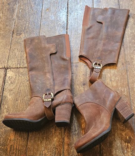 Stivali Timberland in pelle marrone spazzolato, s.6,5, estensori fibbia caviglia/gancio e anello - Foto 1 di 22