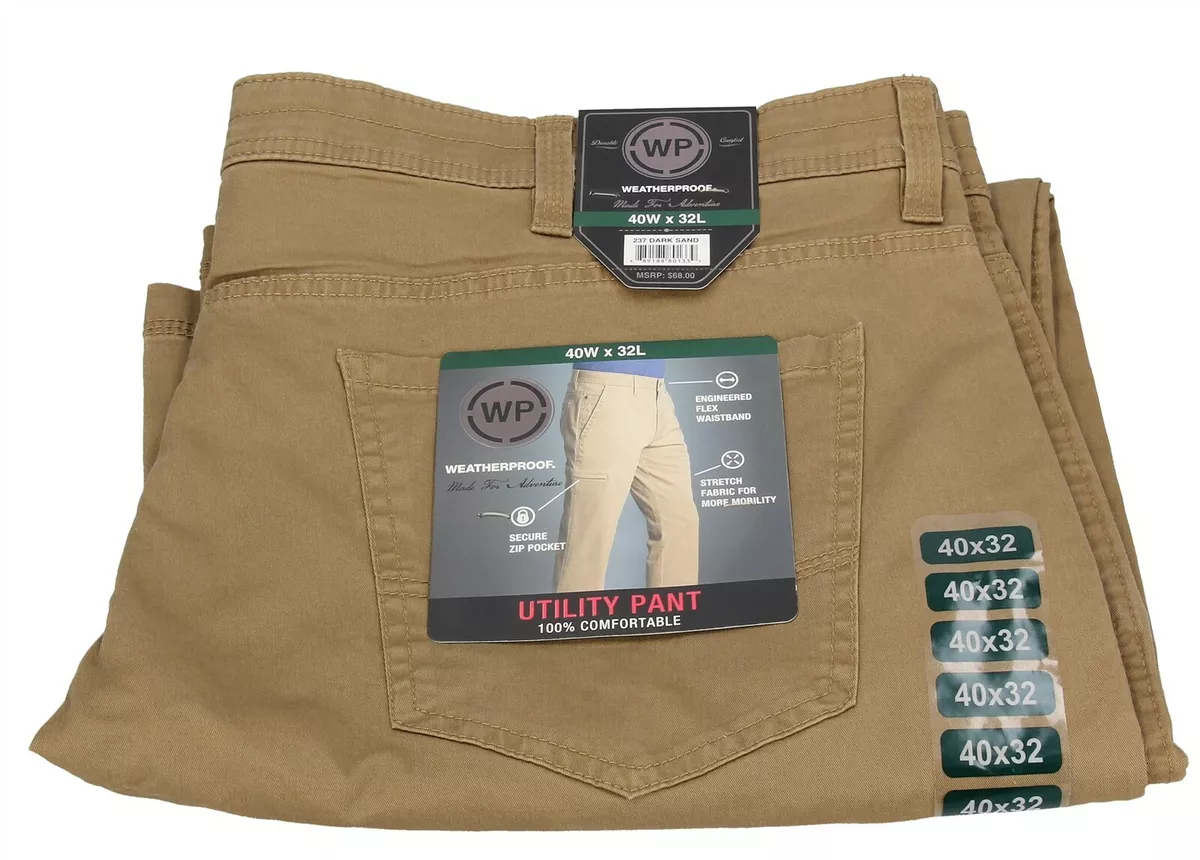 Men Weatherproof Zip 5 Pocket Utility Pant Flex 40W x 32L