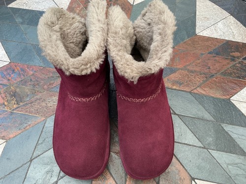 Fitflop Mukluk Damen Lammfell gefüttert Maulbeere Wildleder Stiefel Größe 4