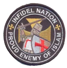 4" INFIDEL NATION PROUD ENEMY OF ISLAM EMBROIDERED HOOK & LOOP PATCH