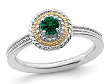1/4 Carat ctw Lab-Created Emerald Ring in Sterling Silver