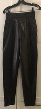 Vintage State of Claude Montana Black Leather Pants High Waisted 90's , Size 42