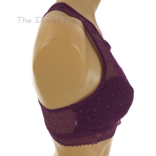 SO INTIMATES Junior's MEDIUM Purple PLUM BRALETTE Circle & Dot LACE RACERBACK - Picture 6 of 6